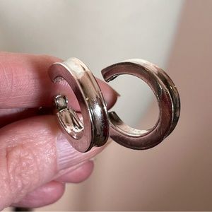 Polished Silver Hoop Earrings - Classic Women's Jewelry